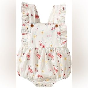 Short sleeve flower print romper bodysuit